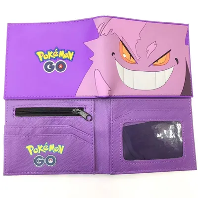 Billetera Gengar púrpura Pokémon GO con compartimentos