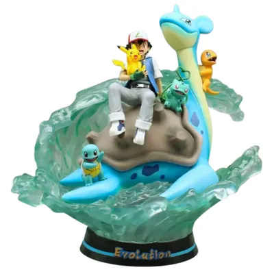 Estatuilla Lapras con Ash y Pokémon Evolution