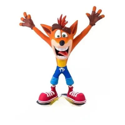 Figura Crash Bandicoot con brazos levantados videojuego