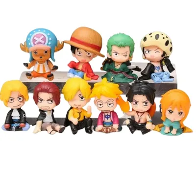 Set de 10 figuras miniaturas de One Piece con los principales personajes del anime