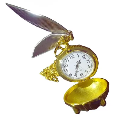 Reloj Golden Snitch dorado con alas iridiscentes Harry Potter