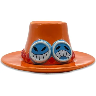 Mug sombrero naranja Ace One Piece con ojos azules