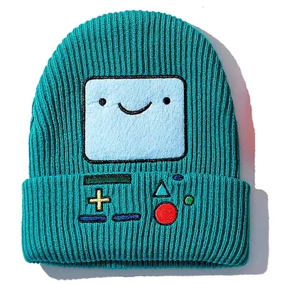 Gorro BMO turquesa de Hora de Aventura con pantalla sonriente bordada