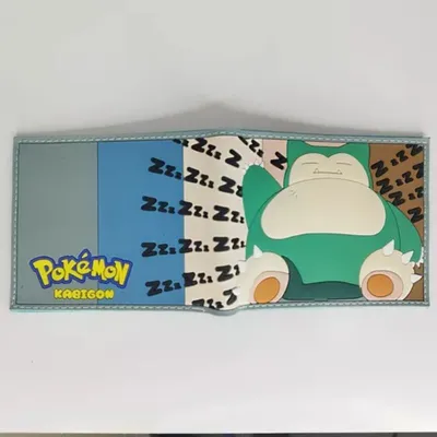 Billetera Snorlax Pokémon de goma con diseño durmiente