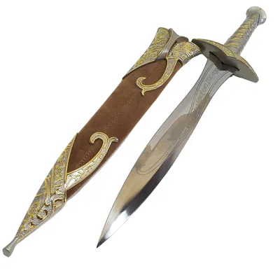 Espada Frodo Bolsón El Señor de los Anillos con vaina marrón y detalles dorados