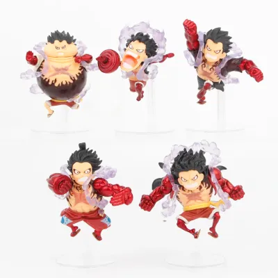 Cinco figuras de Luffy Gear 4 de One Piece en diferentes poses