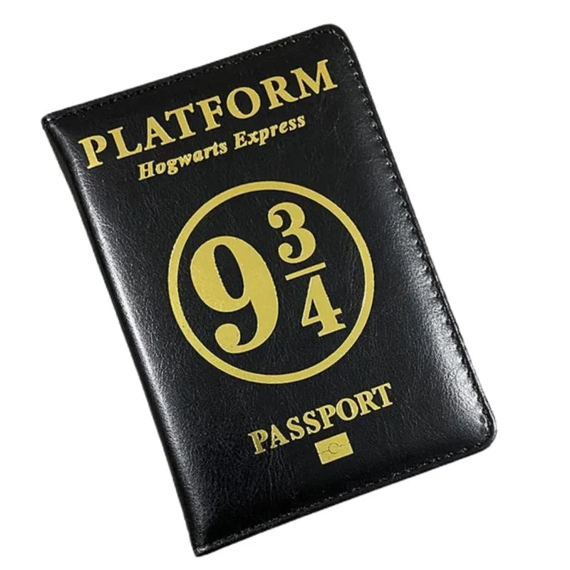 Funda de pasaporte Plataforma 9 3/4 Harry Potter negra con detalles dorados
