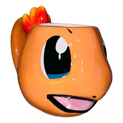 Taza 3D de Charmander Pokémon con expresión alegre