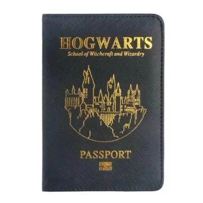 Funda de pasaporte Hogwarts Harry Potter con castillo dorado