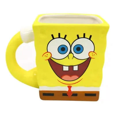 Mug Bob Esponja con cara sonriente y uniforme marrón