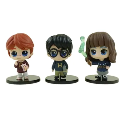 Set 3 figuras Harry Potter chibi con bases negras