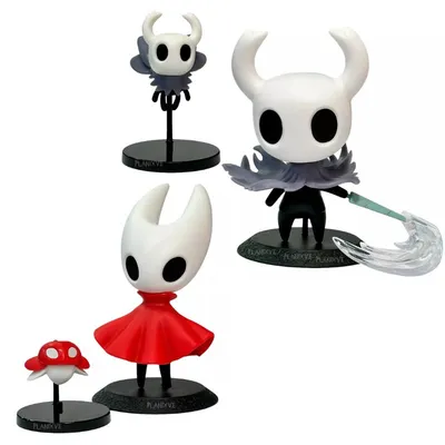 Set de 4 figuras Hollow Knight del Caballero Pálido con bases negras