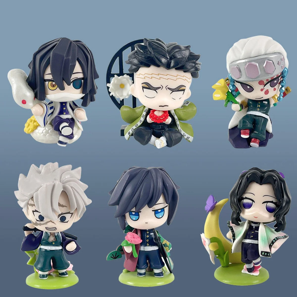 Set de seis figuras chibi de los Pilares de Kimetsu no Yaiba