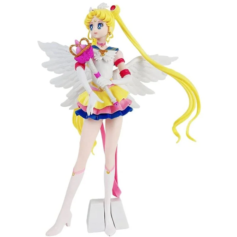 Figura Usagi Tsukino Sailor Moon con alas blancas y cetro lunar