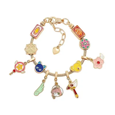 Pulsera dijes Card Captor Sakura dorada con amuletos del anime