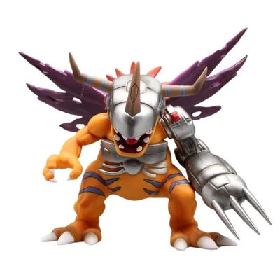 Figura MetalGreymon con alas púrpuras y armadura de Digimon