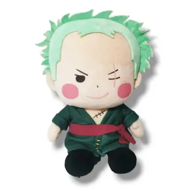 Peluche Roronoa Zoro One Piece con cabello verde y sonrisa