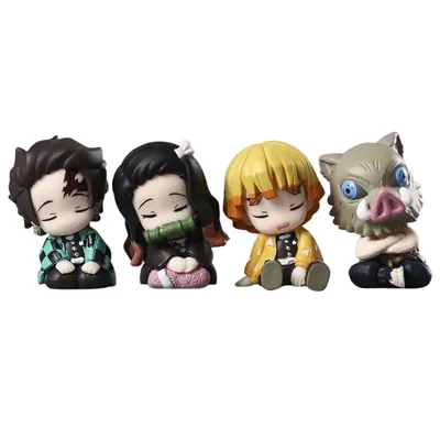 Set de 4 figuras Kimetsu no Yaiba durmiendo