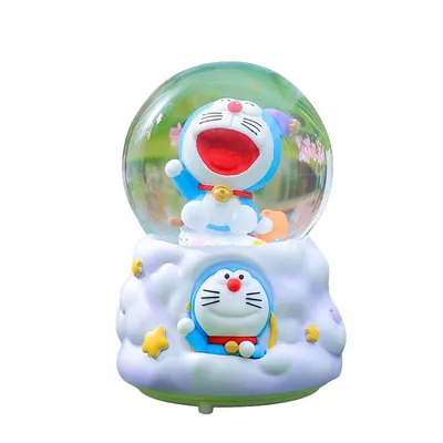 Bola de nieve Doraemon con luz LED y base en forma de nube
