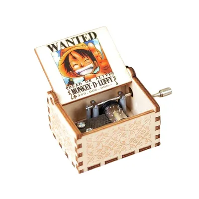Caja musical One Piece con cartel se busca Monkey D. Luffy