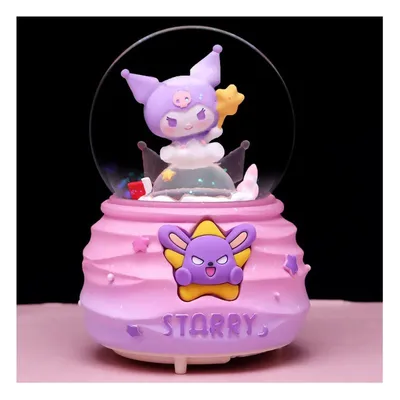 Bola de nieve Kuromi Sanrio con base rosa y globo transparente