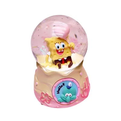 Bola de nieve Bob Esponja con luz y base rosa