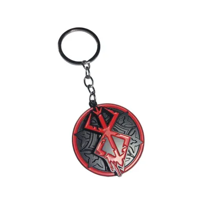 Llavero giratorio marca de sacrificio Berserk metal rojo y negro