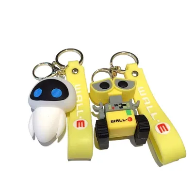 Llaveros WALL-E y Eva de goma con anilla metálica