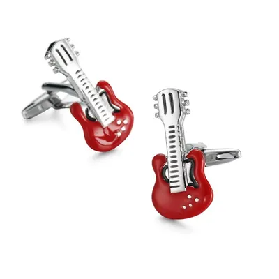 Mancornas guitarra eléctrica roja y plateada