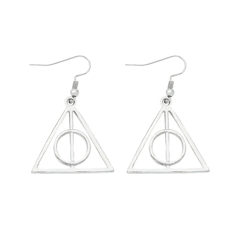 Aretes Reliquias de la Muerte Harry Potter plateados