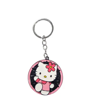 Llavero giratorio Hello Kitty metal rosa con flor