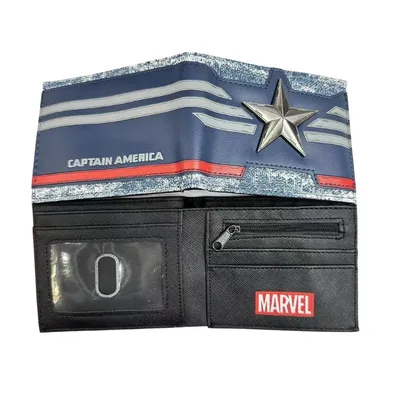 Billetera Capitán América con estrella metálica y logo Marvel