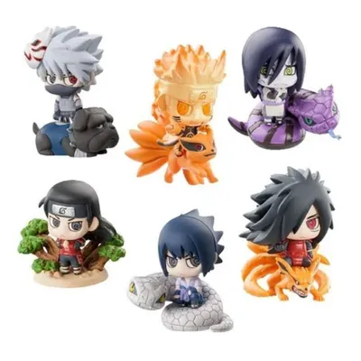 Set de 6 figuras chibi Naruto con invocaciones en estilo Petit
