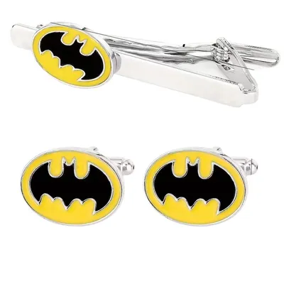 Mancornas y pinza de pelo Batman con logo amarillo