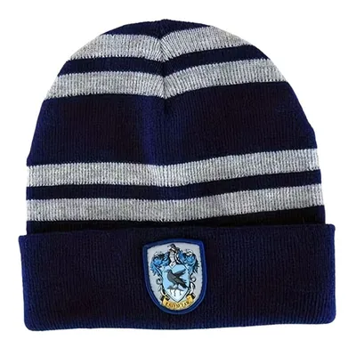 Gorro Ravenclaw Harry Potter rayas azul gris con escudo bordado
