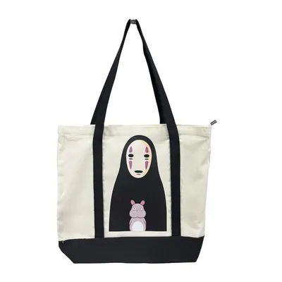 Bolso tote Sin Cara Studio Ghibli con asas negras