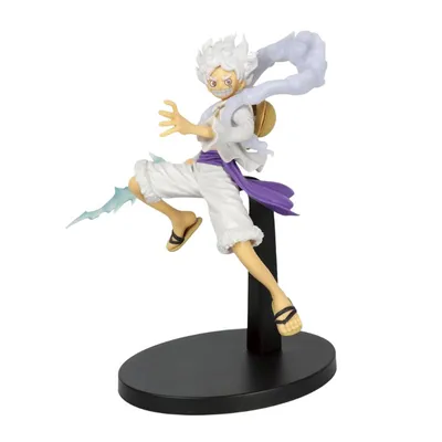 Figura Luffy Gear 5 One Piece saltando en pose de combate