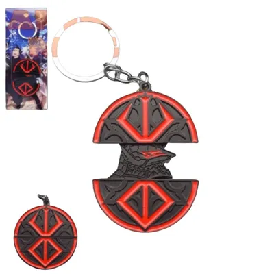Llavero Berserk símbolo rojo metal con anilla