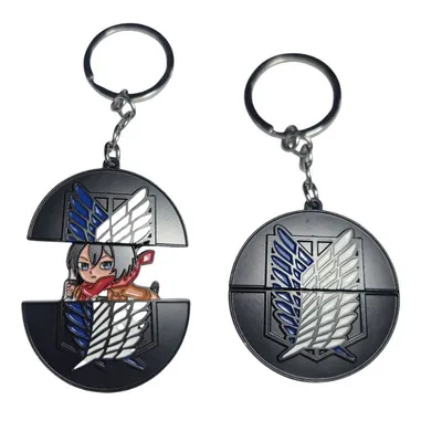 Llavero metal Mikasa Ackerman y emblema Legión Reconocimiento Attack on Titan