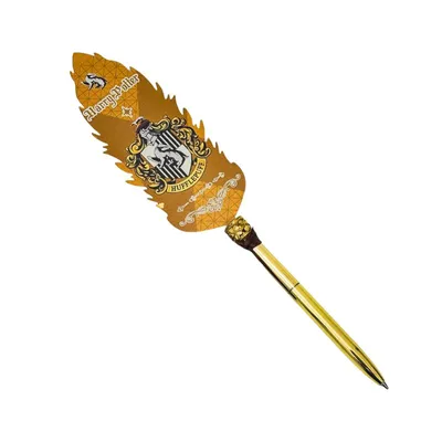 Esfero pluma Hufflepuff dorado con escudo de Harry Potter