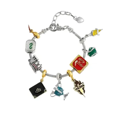 Pulsera Hogwarts con dijes Harry Potter plateada y dorada