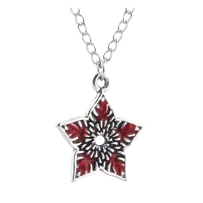 Collar Demogorgon Stranger Things con colgante estrella roja y negra