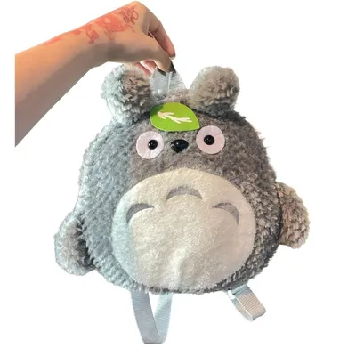 Bolso peluche Totoro Studio Ghibli gris con barriga blanca