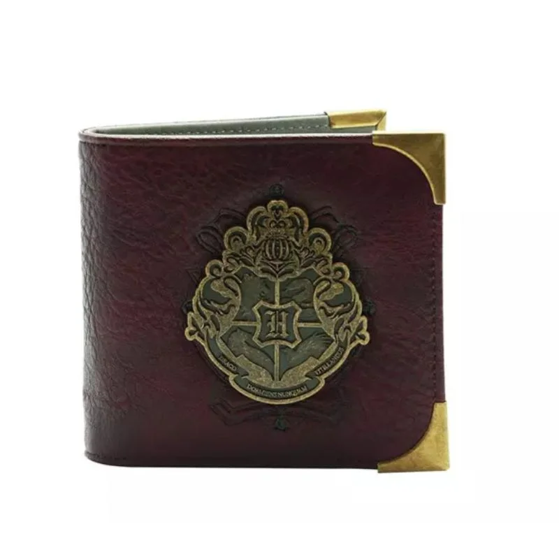 Billetera Hogwarts Harry Potter cuero marrón con escudo dorado