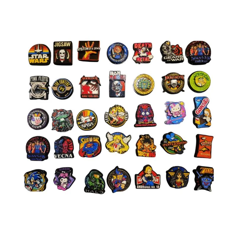 Colección de imanes decorativos con iconos de rock, videojuegos y pop culture