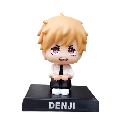 Soporte celular Denji Chainsaw Man estilo chibi con base negra