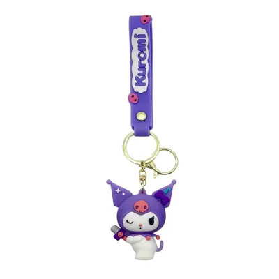 Llavero Kuromi morado de Sanrio con anillos de metal