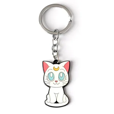 Llavero Artemis Sailor Moon gato blanco metal esmaltado