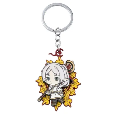 Llavero giratorio Frieren chibi con marco dorado — Frieren: Beyond Journey's End