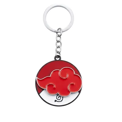 Llavero giratorio Akatsuki rojo y blanco de Naruto